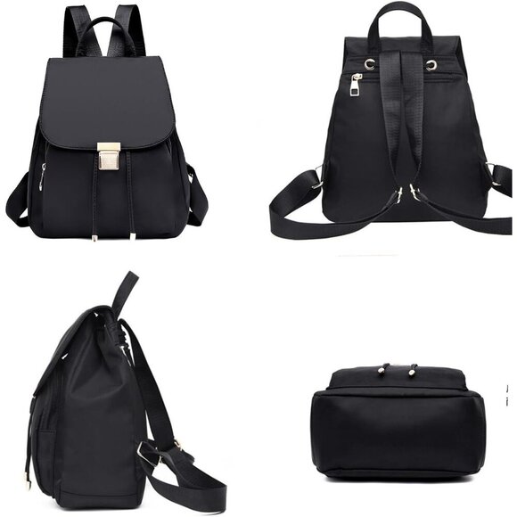 Mini Nylon Backpack for Women Lightweight Travel Purse Black Small Trendy Bag - Picture 7 of 7